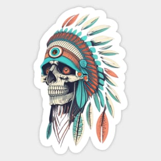 Red Indian Skull  - Classic Vintage Summer Sticker